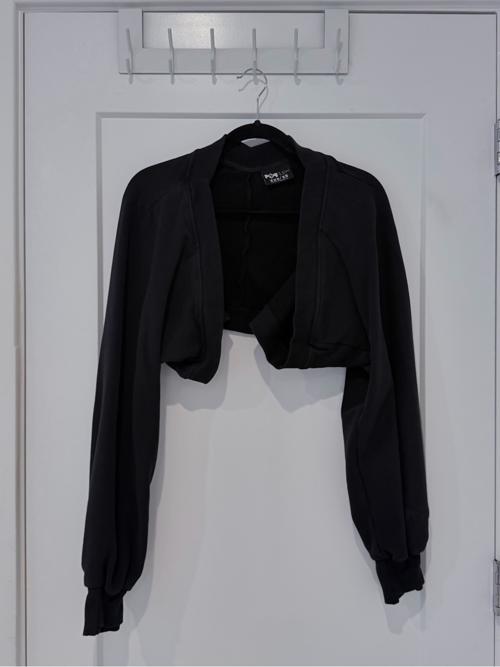NWOT POPFLEX Black Cropped Open-Front Sweater, XXS/XS